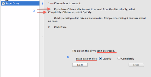 Disk Utility screenshot with annotations