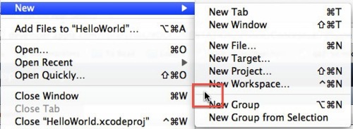 Screenshot of file menu dropdown